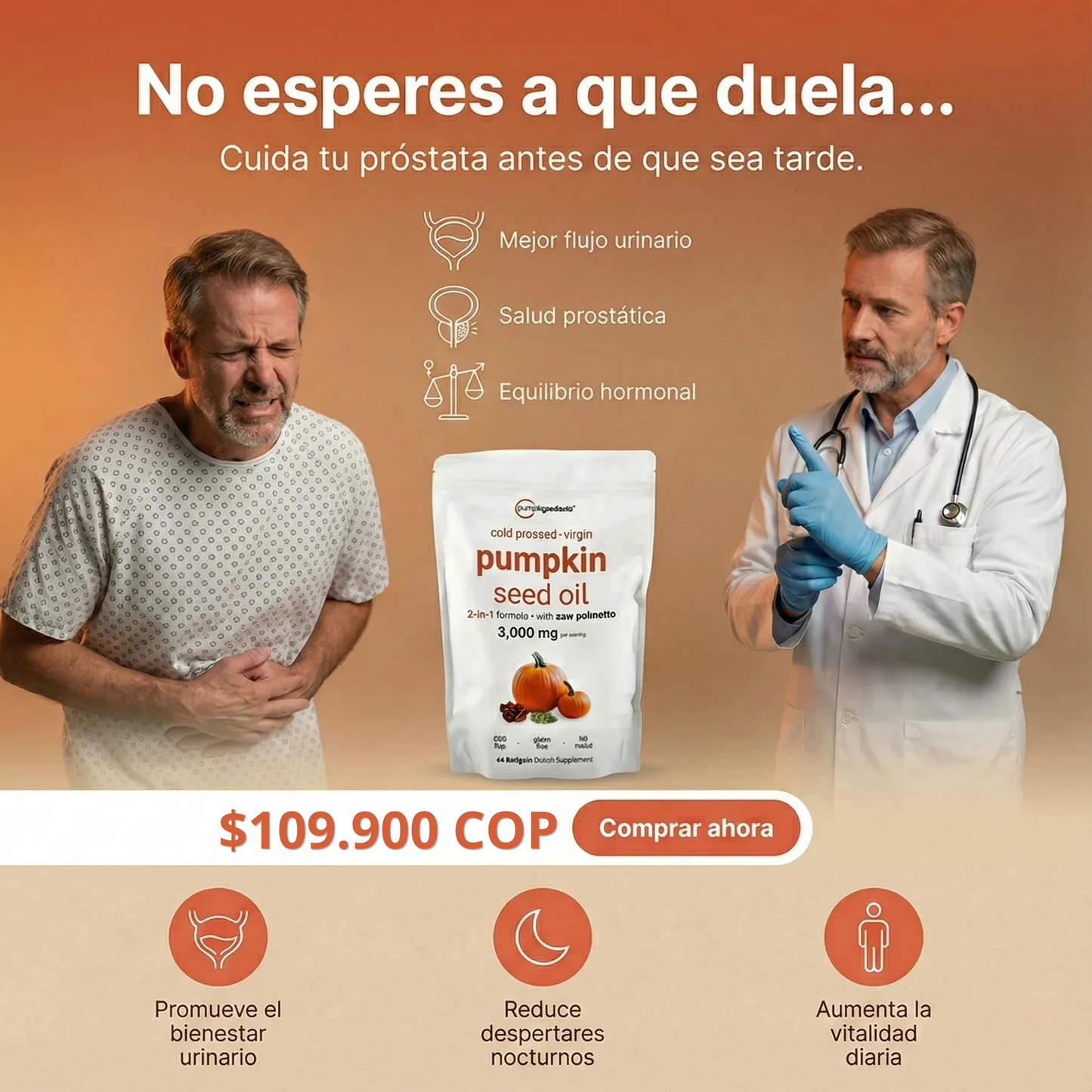 Aceite de Calabaza y Saw Palmetto - Apoya Salud Prostática y