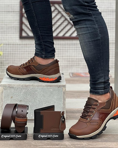 Cuerozen Combo Rustico Caballero (Zapatos + Cinturón + Billetera) - [PROMOCIÓN DISPONIBLE SOLO HOY]