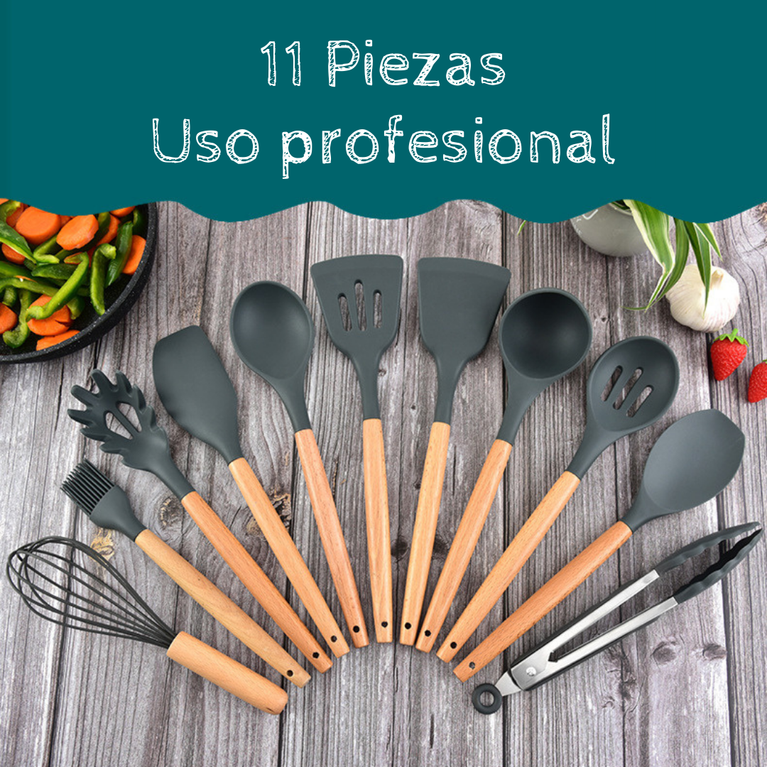CocinaOn Set de 11 Utensilios de Cocina Alta Resistencia - [PROMOCIÓN DISPONIBLE SOLO HOY]