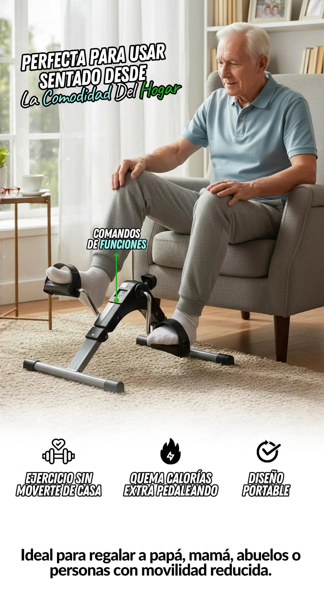 Mini Bicicleta Estática de Pedales - Ejercicio Cómodo en Casa - Imagen 10