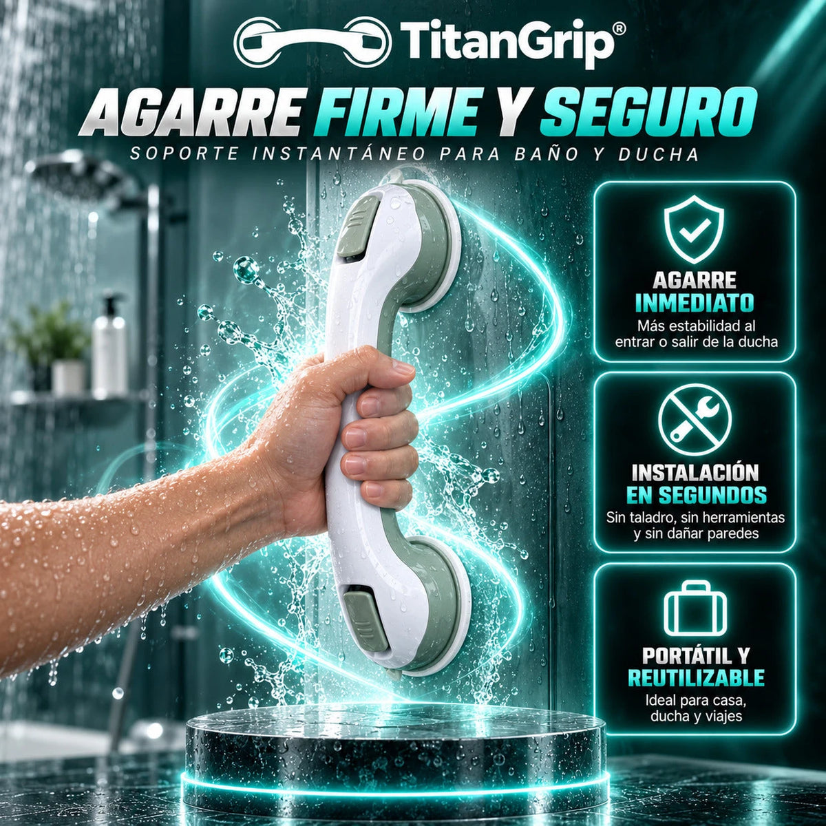 TitanGrip - Barra de Soporte Portátil Antideslizante al Vacío - Imagen 1