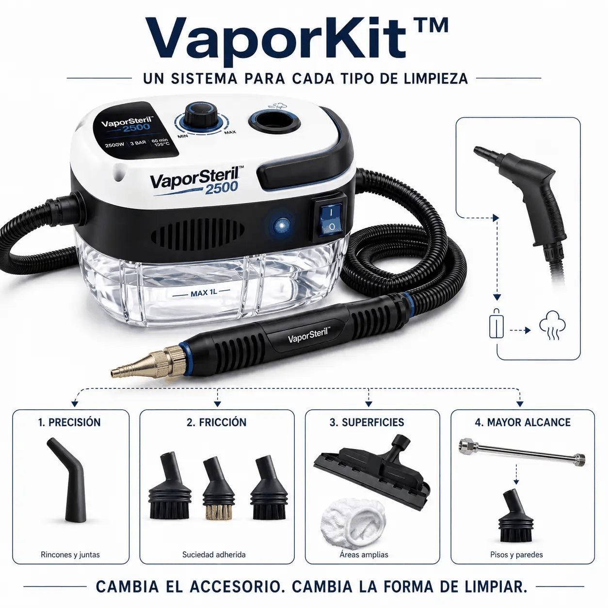 VaporSteril 2500 - Limpieza Profunda Sin Químicos - Imagen 3