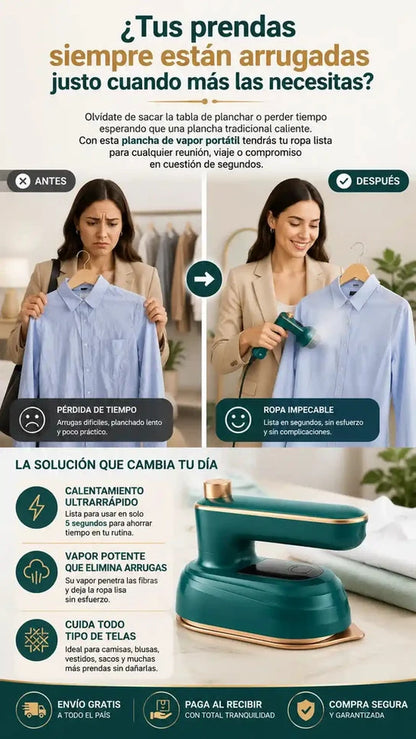 Plancha de Vapor Portátil - Elimina Arrugas al Instante - Imagen 4