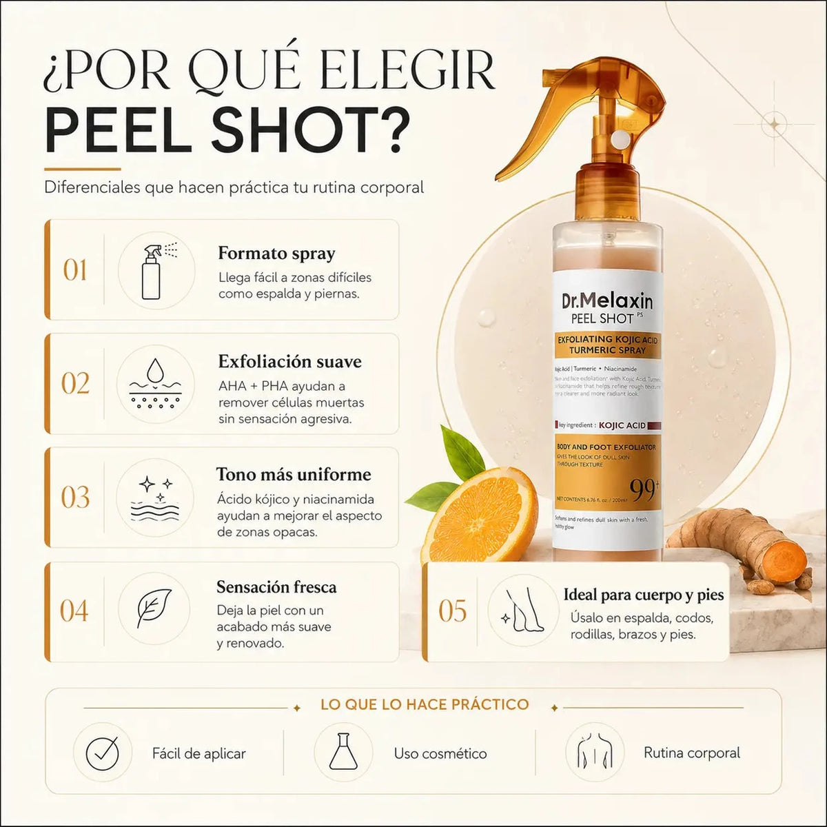 Dr. Melaxin Peel Shot - Suaviza y Unifica el Tono Corporal - Imagen 5