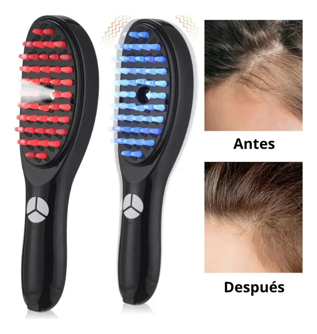 Cepillo Masajeador Capilar Eléctrico con Vapor  - Estimula Crecimiento | Luz Roja y Azul | Recargable | Hombres y Mujeres | Fototerapia + Vibración 10,000rpm |