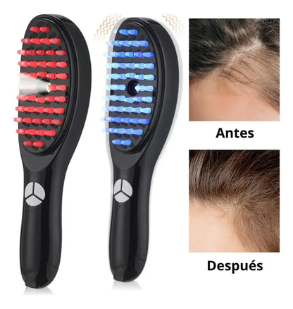 Cepillo Masajeador Capilar Eléctrico con Vapor  - Estimula Crecimiento | Luz Roja y Azul | Recargable | Hombres y Mujeres | Fototerapia + Vibración 10,000rpm |