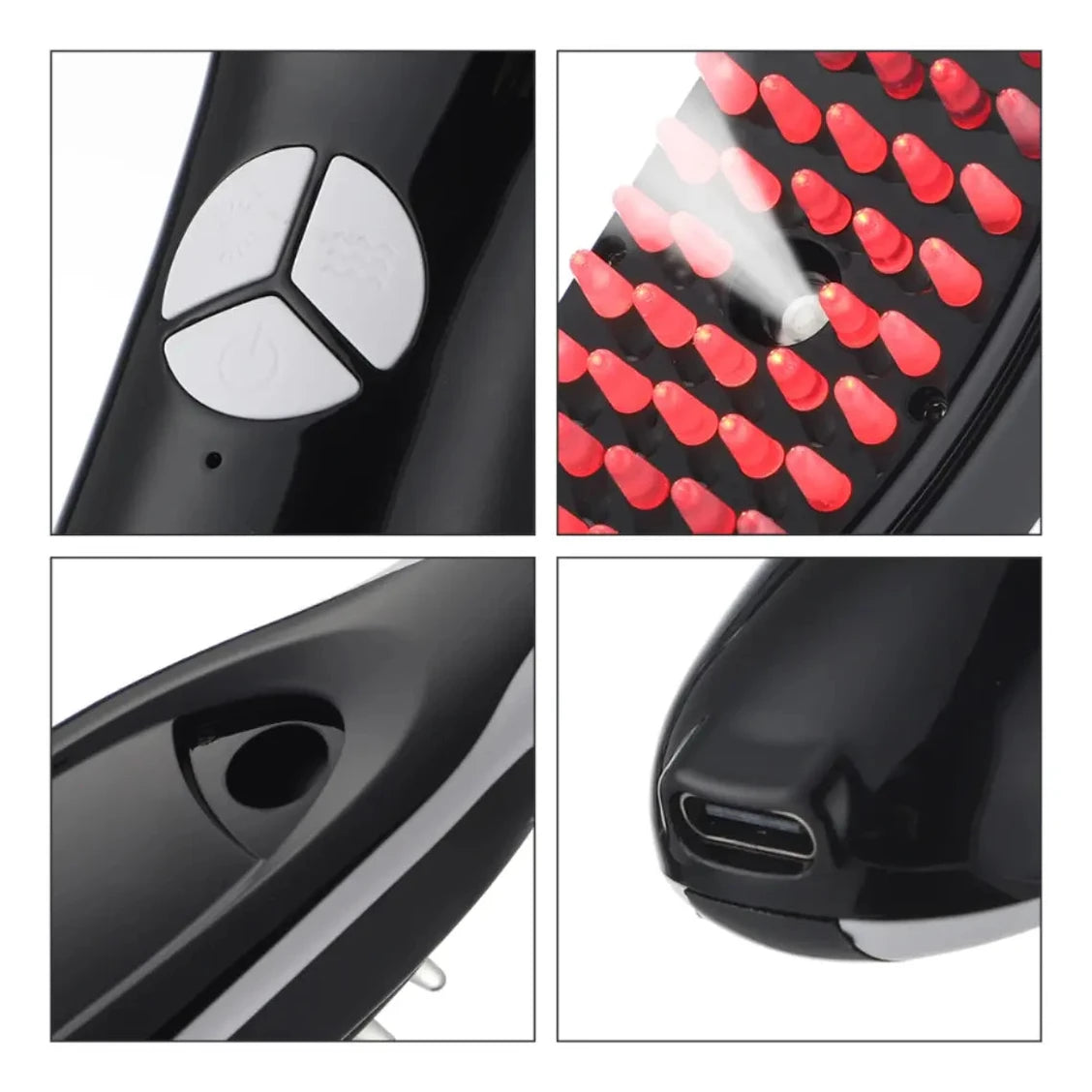Cepillo Masajeador Capilar Eléctrico con Vapor  - Estimula Crecimiento | Luz Roja y Azul | Recargable | Hombres y Mujeres | Fototerapia + Vibración 10,000rpm |
