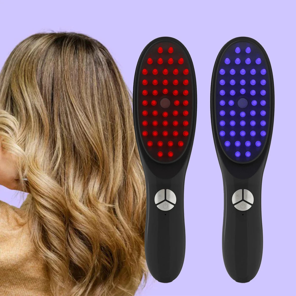 Cepillo Masajeador Capilar Eléctrico con Vapor  - Estimula Crecimiento | Luz Roja y Azul | Recargable | Hombres y Mujeres | Fototerapia + Vibración 10,000rpm |